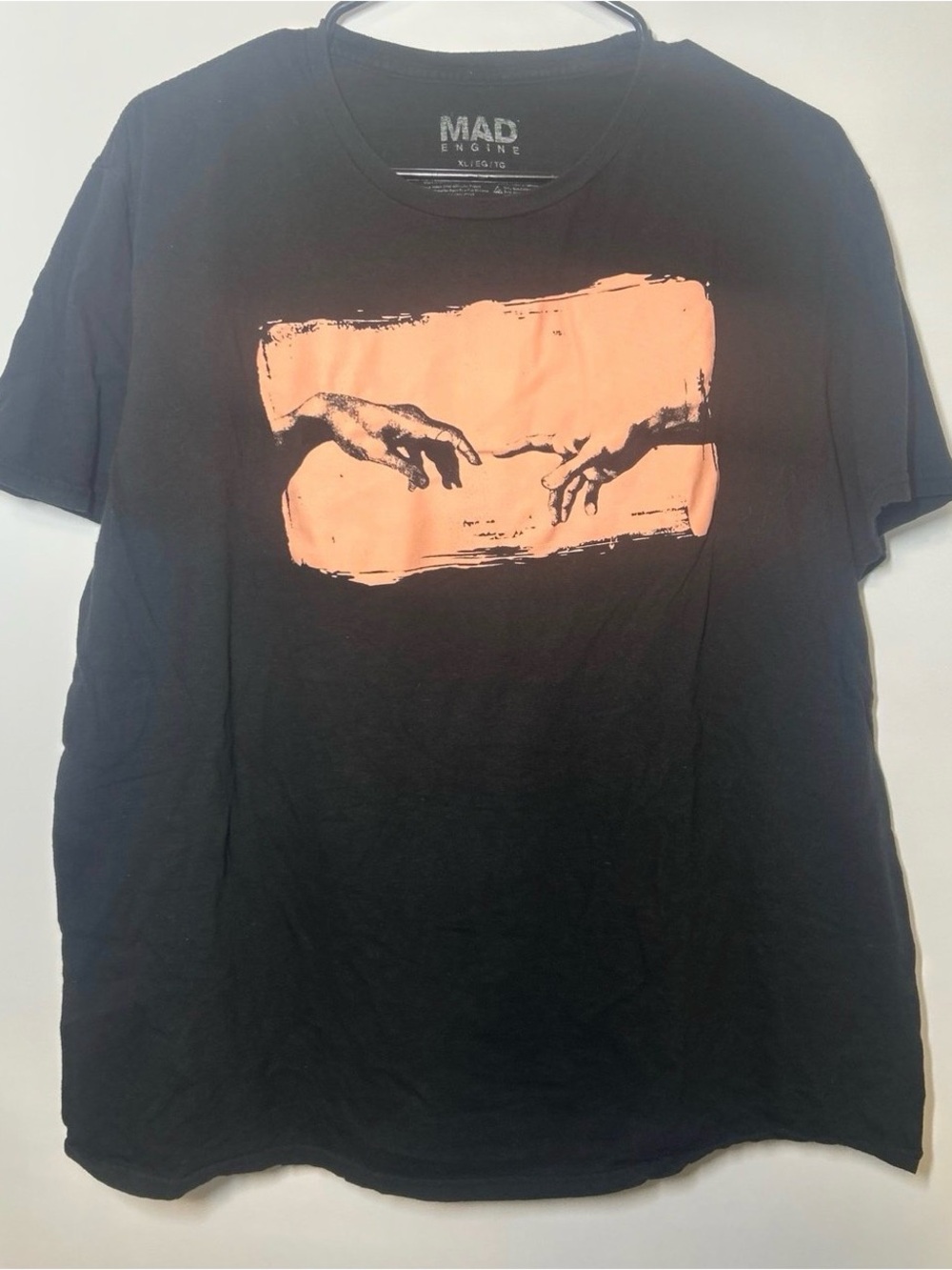 MAD Engine Black Short-Sleeve Tee with creation of Adam print